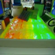 The bottom of the water bed was lit in the colors of the Ethiopian flag